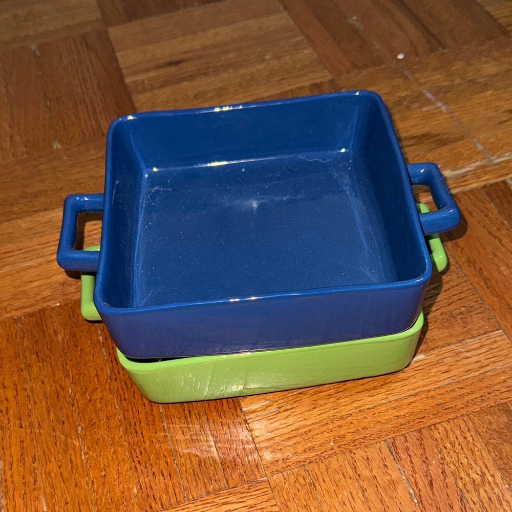 Blue and Green Square Ceramic Baking Dishes